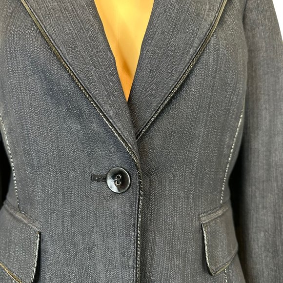 Nine West Women Blazer Size 6 Spark Black Lined Collared A Buttons Slit Cotton - Picture 9 of 16